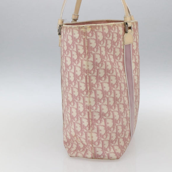 Christian Dior Trotter Canvas Tote Bag PVC Pink Silver Auth gh1833