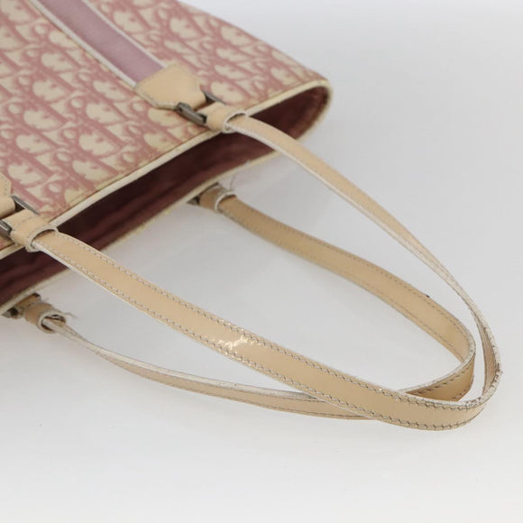 Christian Dior Trotter Canvas Tote Bag PVC Pink Silver Auth gh1833