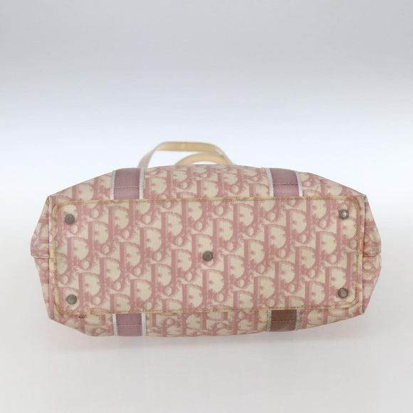 Christian Dior Trotter Canvas Tote Bag PVC Pink Silver Auth gh1833
