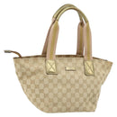 GUCCI GG Canvas Hand Bag Beige Gold 131228 Auth gh1835-1