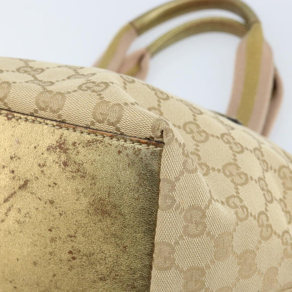 GUCCI GG Canvas Hand Bag Beige Gold 131228 Auth gh1835