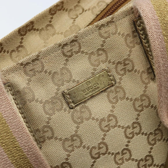 GUCCI GG Canvas Hand Bag Beige Gold 131228 Auth gh1835
