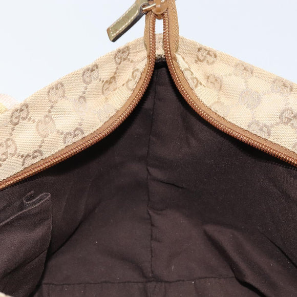 GUCCI GG Canvas Hand Bag Beige Gold 131228 Auth gh1835