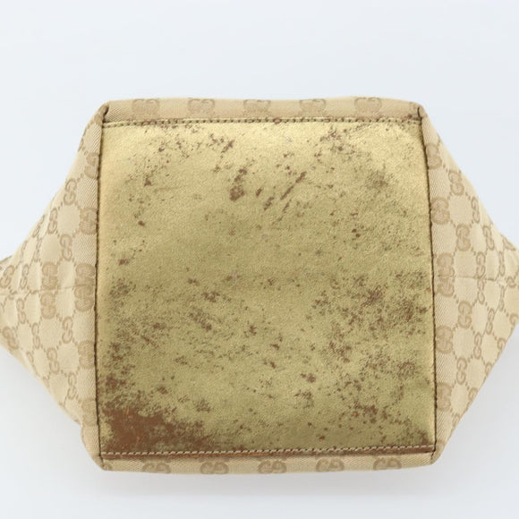 GUCCI GG Canvas Hand Bag Beige Gold 131228 Auth gh1835