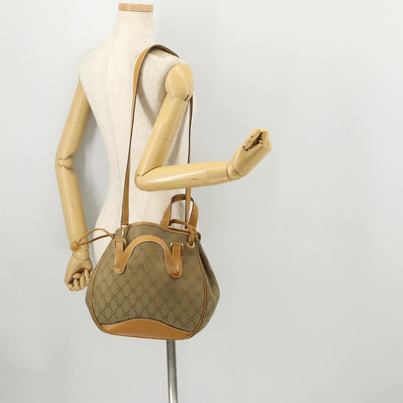 GUCCI GG Canvas Tote Bag 2way Beige Gold 000 2854 0282 Auth gh1838