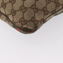 GUCCI GG Canvas Web Sherry Line Shoulder Bag Beige Gold Red 144388 Auth gh1840-14