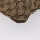 GUCCI GG Canvas Web Sherry Line Shoulder Bag Beige Gold Red 144388 Auth gh1840-16
