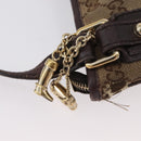 GUCCI GG Canvas Web Sherry Line Shoulder Bag Beige Gold Red 144388 Auth gh1840-10