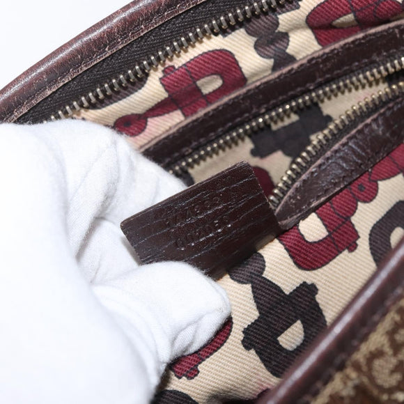 GUCCI GG Canvas Web Sherry Line Shoulder Bag Beige Gold Red 144388 Auth gh1840