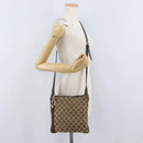 GUCCI GG Canvas Web Sherry Line Shoulder Bag Beige Gold Red 144388 Auth gh1840-22