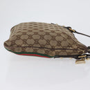 GUCCI GG Canvas Web Sherry Line Shoulder Bag Beige Gold Red 144388 Auth gh1840-3