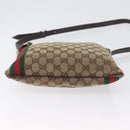 GUCCI GG Canvas Web Sherry Line Shoulder Bag Beige Gold Red 144388 Auth gh1840-5