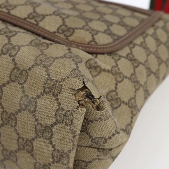 GUCCI GG Supreme Web Sherry Line Bag PVC Beige Gold 002 123 6487 Auth gh1842