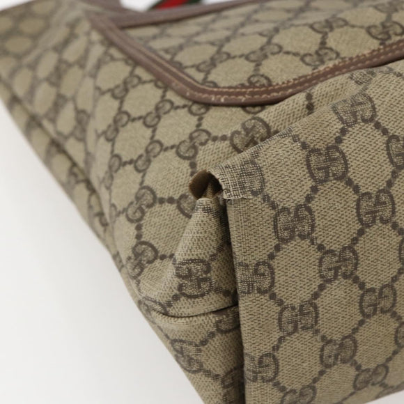 GUCCI GG Supreme Web Sherry Line Bag PVC Beige Gold 002 123 6487 Auth gh1842
