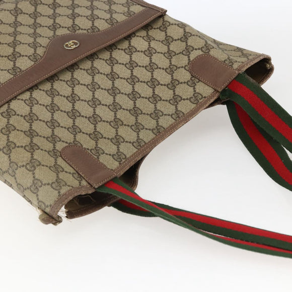 GUCCI GG Supreme Web Sherry Line Bag PVC Beige Gold 002 123 6487 Auth gh1842