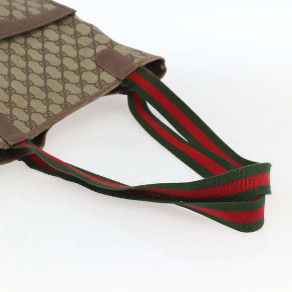 GUCCI GG Supreme Web Sherry Line Bag PVC Beige Gold 002 123 6487 Auth gh1842