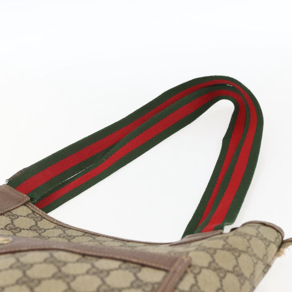 GUCCI GG Supreme Web Sherry Line Bag PVC Beige Gold 002 123 6487 Auth gh1842