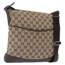 GUCCI GG Canvas Shoulder Bag Beige Silver 145857 Auth gh1844-1