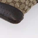 GUCCI GG Canvas Shoulder Bag Beige Silver 145857 Auth gh1844-13
