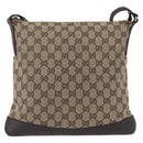 GUCCI GG Canvas Shoulder Bag Beige Silver 145857 Auth gh1844-3