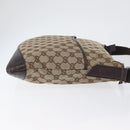 GUCCI GG Canvas Shoulder Bag Beige Silver 145857 Auth gh1844-4