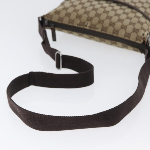 GUCCI GG Canvas Shoulder Bag Beige Silver 145857 Auth gh1844
