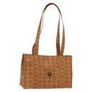MCM Logogram Vicetos Tote Bag PVC Brown Gold Auth gh1847-1