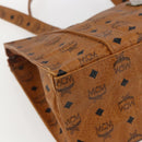 MCM Logogram Vicetos Tote Bag PVC Brown Gold Auth gh1847-15