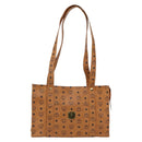 MCM Logogram Vicetos Tote Bag PVC Brown Gold Auth gh1847-13
