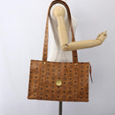 MCM Logogram Vicetos Tote Bag PVC Brown Gold Auth gh1847-23