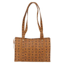 MCM Logogram Vicetos Tote Bag PVC Brown Gold Auth gh1847-2