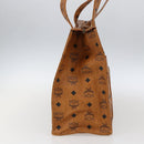 MCM Logogram Vicetos Tote Bag PVC Brown Gold Auth gh1847-3