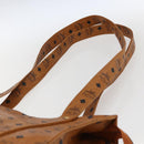 MCM Logogram Vicetos Tote Bag PVC Brown Gold Auth gh1847-14