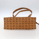 MCM Logogram Vicetos Tote Bag PVC Brown Gold Auth gh1847-5