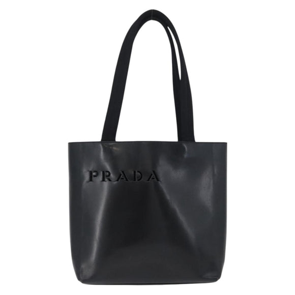 PRADA Tote Bag Leather Black Auth gh1848