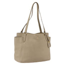 PRADA Tote Bag Leather Beige Gold Auth gh1849-1