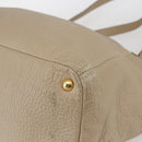 PRADA Tote Bag Leather Beige Gold Auth gh1849-9