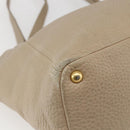 PRADA Tote Bag Leather Beige Gold Auth gh1849-14