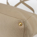 PRADA Tote Bag Leather Beige Gold Auth gh1849-15