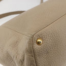 PRADA Tote Bag Leather Beige Gold Auth gh1849-16