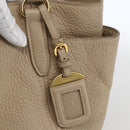 PRADA Tote Bag Leather Beige Gold Auth gh1849-18