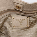 PRADA Tote Bag Leather Beige Gold Auth gh1849-19