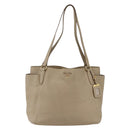 PRADA Tote Bag Leather Beige Gold Auth gh1849-13