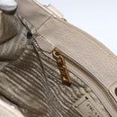 PRADA Tote Bag Leather Beige Gold Auth gh1849-21