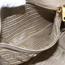 PRADA Tote Bag Leather Beige Gold Auth gh1849-22