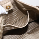PRADA Tote Bag Leather Beige Gold Auth gh1849-23