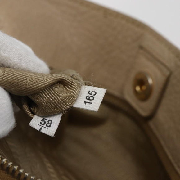 PRADA Tote Bag Leather Beige Gold Auth gh1849