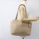 PRADA Tote Bag Leather Beige Gold Auth gh1849-25