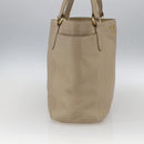 PRADA Tote Bag Leather Beige Gold Auth gh1849-3