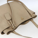 PRADA Tote Bag Leather Beige Gold Auth gh1849-6